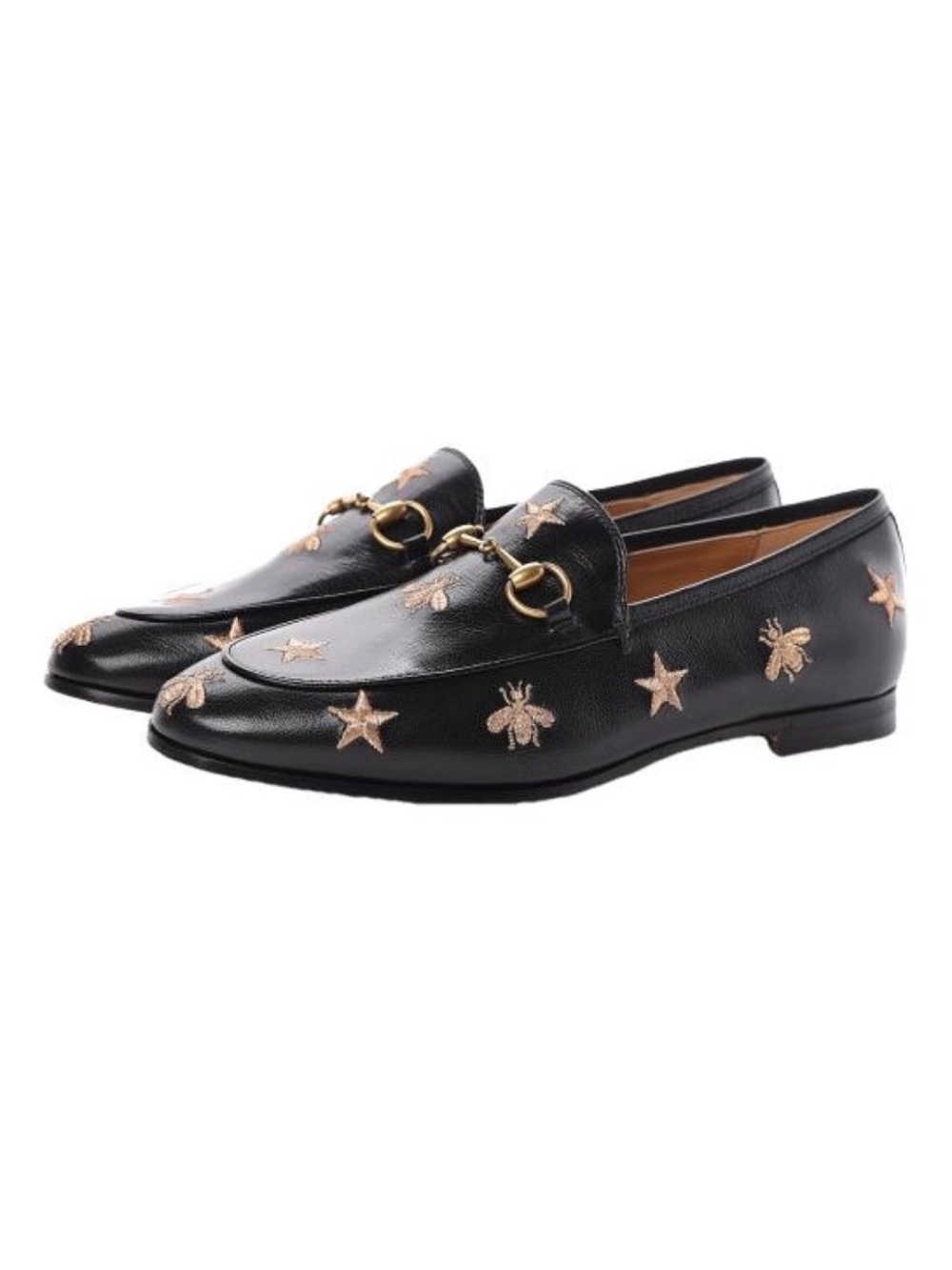 Gucci calfskin embroidered bee star women’s Jordaan loafers size 37